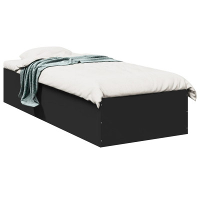 vidaXL Cadru de pat, negru, 90x190 cm, lemn prelucrat foto