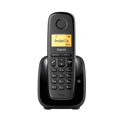 Telefon fara fir Dect Gigaset, 159 x 48 x 30 mm, 2 x AAA, autonomie convorbire 18 h, Negru foto