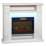 HOMCOM Șemineu Electric 1800W Reglabil cu Flacără 3D, Raft, Timer și Telecomandă, 105x27x97 cm, culoare Lemn | Aosom Romania