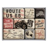 Set magneti Route 66 Bike Map, Nostalgic Art Merchandising