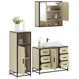 vidaXL Set mobilier de baie, 3 piese, stejar sonoma, lemn prelucrat