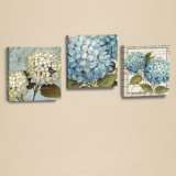 Set 3 tablouri decorative, AHM025, Piele ecologica, Lemn, Alb / Albastru / Verde, Evila Originals