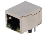 Soclu RJ45 ecranat cu LED 8p8c THT