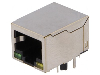 Soclu RJ45 ecranat cu LED 8p8c THT foto