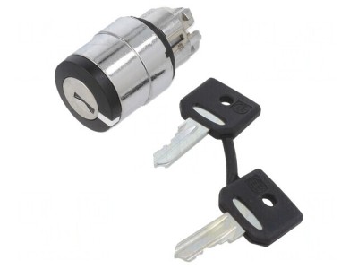 Comutator Rotativ cu Cheie 22mm Negru 2 Poziții foto