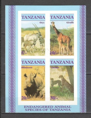 Tanzania.1986 Animale pe cale de disparitie-Bl. ndt. GX.102 foto