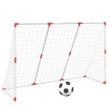 Cumpara ieftin Poarta de fotbal pentru copii cu mingi 2-in-1 alb 184x64x124 cm