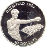 Insulele Solomon 10 Dolari 1992 (Olimpiada de la Barcelona - Boxer) Argint 31.47 g/925, KM-50 UNC !!!