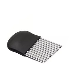 Cutit pentru taiat cartofi, 14 x 9 cm, otel inoxidabil, plastic, argintiu, negru