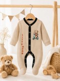 Salopeta crem cu botosei pentru bebelusi, Bear (Marime Disponibila: 0-1 luni)
