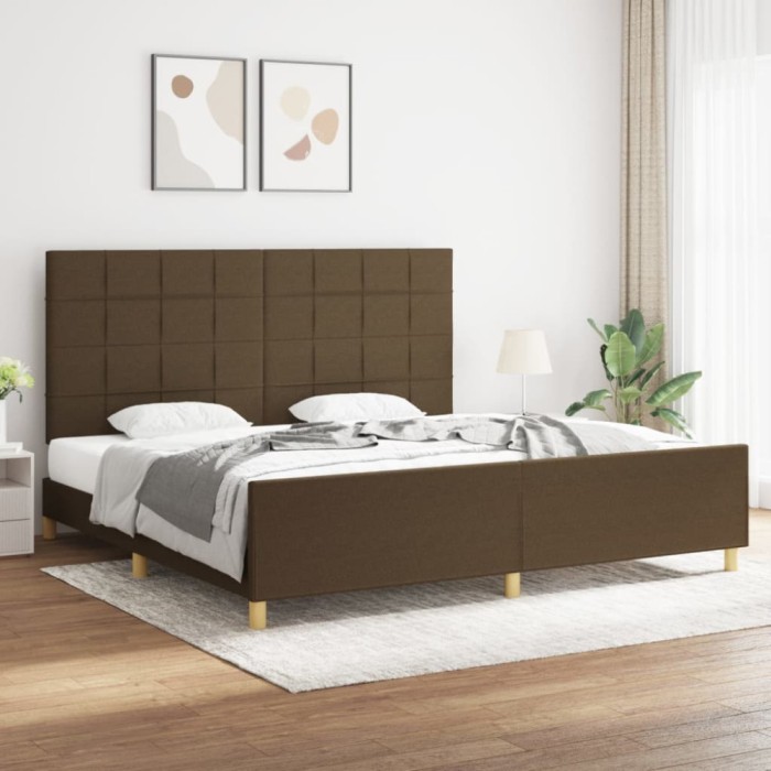 vidaXL Cadru de pat fără saltea, maro &icirc;nchis, 200x200 cm, textil 3125084