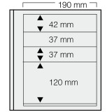Set 5 folii pentru timbre, D-Blank 663PA, cu 4 buzunare de diferite dimensiuni