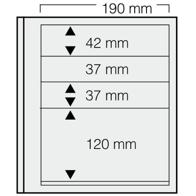 Set 5 folii pentru timbre, D-Blank 663PA, cu 4 buzunare de diferite dimensiuni foto