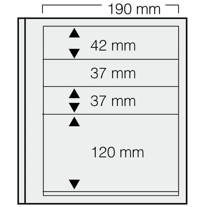 Set 5 folii pentru timbre, D-Blank 663PA, cu 4 buzunare de diferite dimensiuni