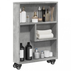 vidaXL Cărucior depozitare &icirc;ngust gri beton 48x13x68 cm lemn prelucrat