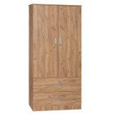 Cumpara ieftin Dulap Zelia cu 2 usi si sertare culoarea lemn naturala 79x42x180cm