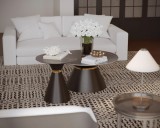 Set 2 masute cafea DAKOTA, negru cu efect de marmura auriu, ceramica otel