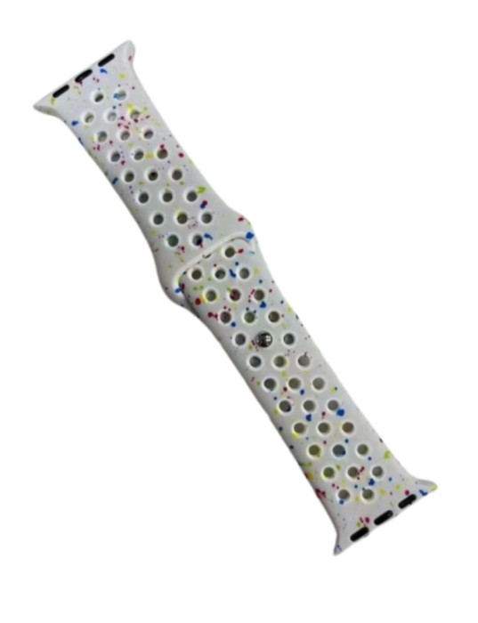 Curea sport, THD, tip Nike Pure Platinum, compatibila Apple Watch 45 mm seria 9, Apple Watch SE 44. alba