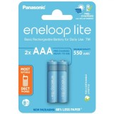 Set acumulatori Panasonic Eneloop Ni-MH 2x AAA(R3) 550mA lite Power 2buc BK-4LCCE 2BE