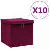 VidaXL Cutii de depozitare cu capac, 10 buc., roșu &icirc;nchis, 28x28x28cm 325202