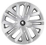 Cumpara ieftin Set 4 Capace Roti Skoda Nou Alb-Negru, model Raven Gray, R16, Autohelix MSA