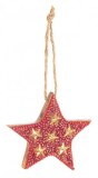 Set 24 ornamente brad Stelute rosii aurii 8x8 cm
