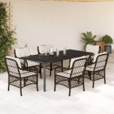 VidaXL Set mobilier de grădină cu perne, 7 piese, maro, poliratan