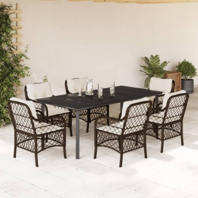 vidaXL Set mobilier de grădină cu perne, 7 piese, maro, poliratan foto