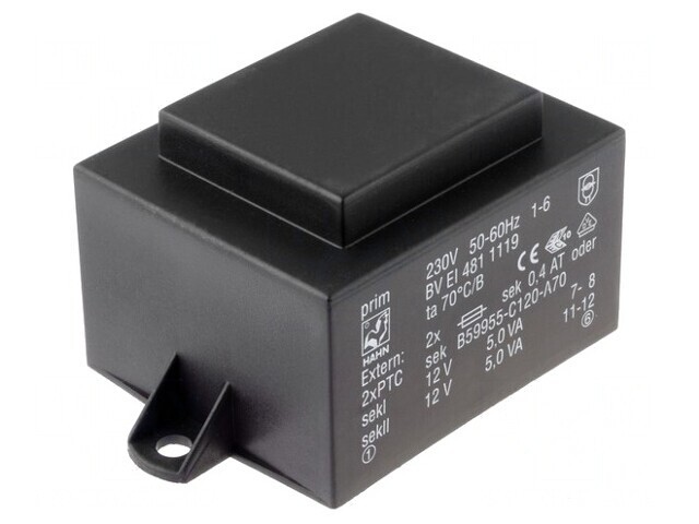 Transformator &icirc;ncapsulat 10VA 230V 6V 1667mA PCB