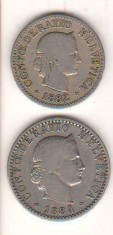 SV * Elvetia Lot 2 monede Sec. XIX 10 RAPPEN 1882 + 20 RAPPEN 1884