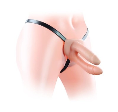 Strap-On Unisex Hollow Double Penetrator Natural foto