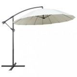 Umbrelă de soare suspendată, alb, 3 m, st&acirc;lp de aluminiu