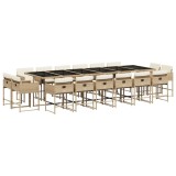 Cumpara ieftin Set mobilier de gradina cu perne, 17 piese, bej, poliratan
