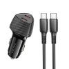 INCARCATOR auto Borofone &quot;BZ31D &quot;, pt. bricheta auto, 2 x USB Type-C 60W, include cablu USB Type-C la USB Type-C de 1m, negru &quot;6941991112683&quot; (timbru