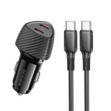 INCARCATOR auto Borofone &quot;BZ31D &quot;, pt. bricheta auto, 2 x USB Type-C 60W, include cablu USB Type-C la USB Type-C de 1m, negru &quot;6941991112683&quot; (timbru