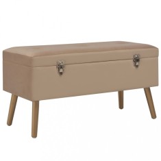 vidaXL Bancă cu un compartiment de depozitare, bej, 80 cm, catifea