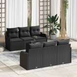 VidaXL Set de canapele pentru grădină 7 pcs Negru 55 x 55 x 37 cm