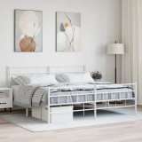 VidaXL Cadru de pat metalic cu tăblie de cap/picioare, alb, 180x200 cm