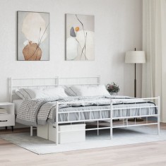 Gossi cadru de pat metalic cu tablie de cap/picioare, alb, 180x200 cm