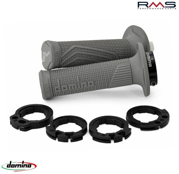 Set mansoane universale Domino (cu comanda acceleratie) - culoare: gri (lungime: mm - pentru ghidon de 22 mm)