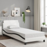 VidaXL Cadru de pat cu tăblie alb și negru, 80x200 cm, piele ecologică