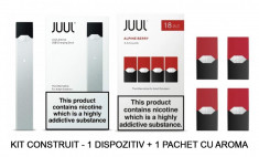 Kit construit Juul Dispozitiv Argintiu + 1 pack(4 capsule) Alpine Berry 18mg/ml foto