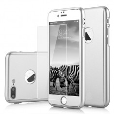 Husa Apple iPhone 5/5S/SE Flippy Full Cover 360 Argintiu + Folie de protectie foto