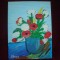 TABLOU PE PANZA CU SASIU NOU 30X40 CM VAS CU FLORI