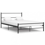 VidaXL Cadru de pat cu tăblie fără saltea, negru, 140x200 cm, metal