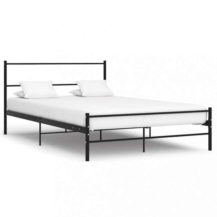 vidaXL Cadru de pat cu tăblie fără saltea, negru, 140x200 cm, metal 286497