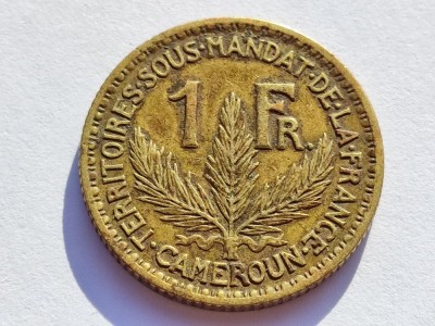 428. Moneda Camerun 1 franc 1926 foto