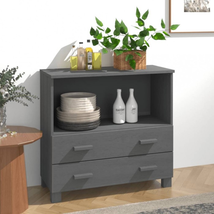 vidaXL Servantă, gri &icirc;nchis, 85x35x80 cm, lemn masiv de pin