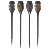 Set 4 lampi solare de gradina tip torta cu 12 LED si efect flacara