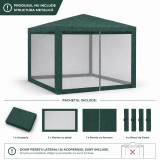 Set pereti pentru pavilion 3x3 m cu plasa tantari si acoperis, verde